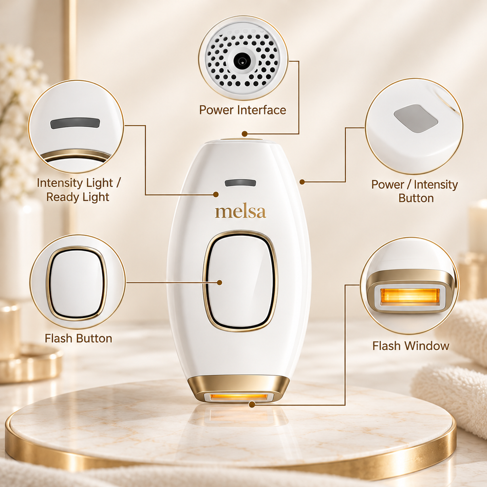 Melsa Épilateur à Lumière Pulsée IPL - Épilateur Professionnel pour une Peau Douce et Sans Poils
